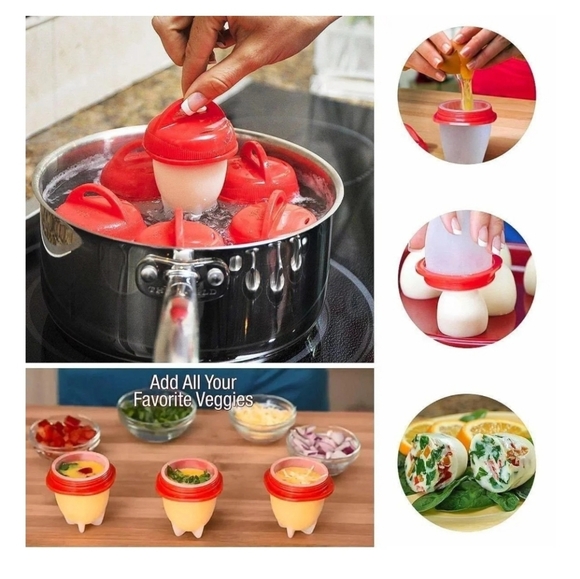 🆕️Egglettes Bundle-2 Silicone Egg Cooking Cups, 4-Pack, for Boiling Eggs - Picture 4 of 5